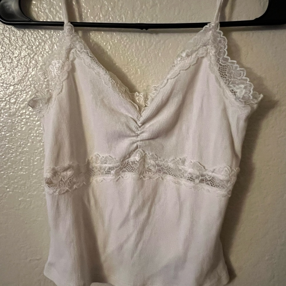 H&M White Lace Detail Top